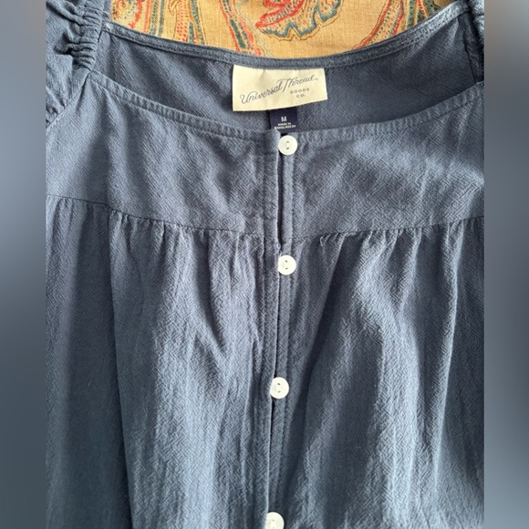 Universal Thread Flutter Ruffle Sleeveless Button Down Navy Blue Dress NWOT! - Picture 4 of 5